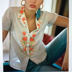 Maeve Anthropologie Christie Embroidered Blouse